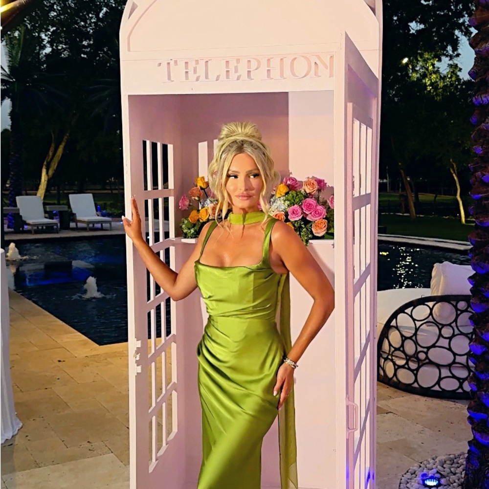 Boohoo Lime Green Satin Dress